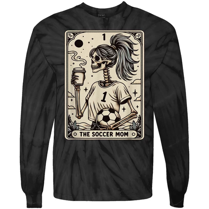 Soccer Mom Tarot Card Vintage Halloween Soccer Mama Gift Tie-Dye Long Sleeve Shirt