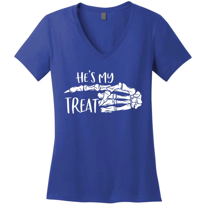 Shes My Trick Hes My Treat Halloween Couple Great Gift Women's V-Neck T-Shirt