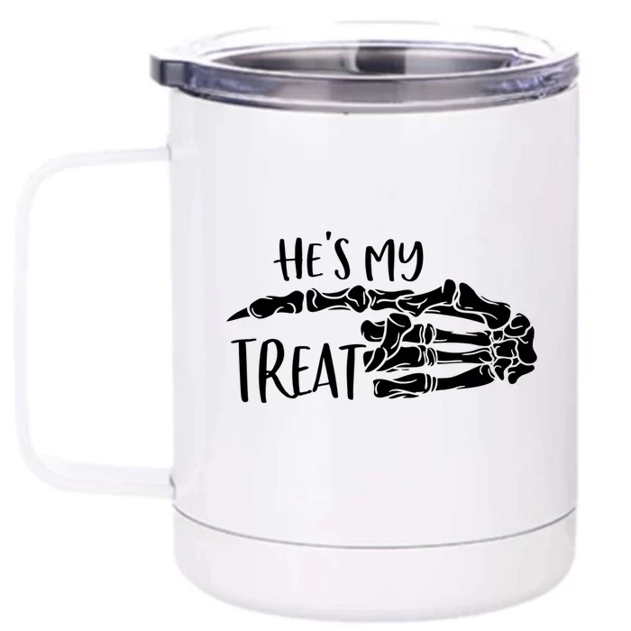 Shes My Trick Hes My Treat Halloween Couple Great Gift Front & Back 12oz Stainless Steel Tumbler Cup