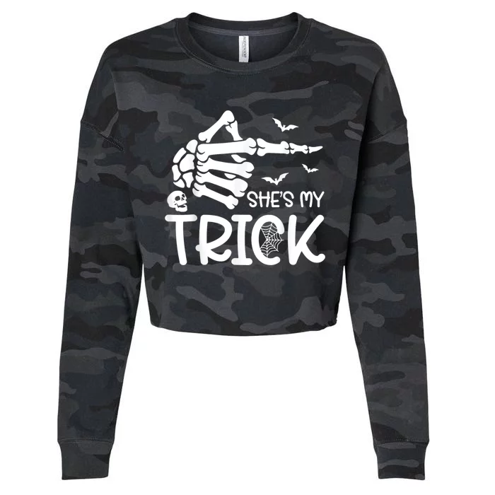 SheS My Trick Skeleton Hand Halloween Costume Couples Cropped Pullover Crew