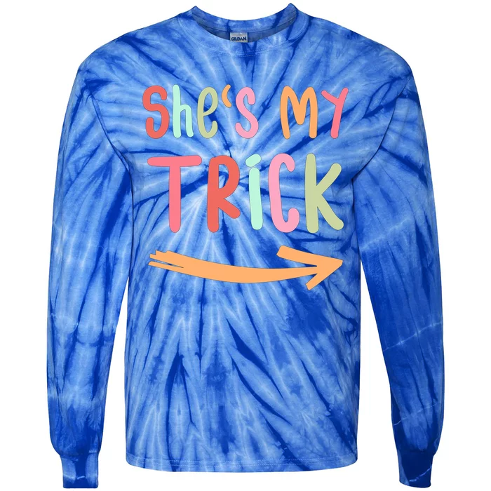 Shes My Trick Hes My Treat Halloween Matching Couples Cool Gift Tie-Dye Long Sleeve Shirt