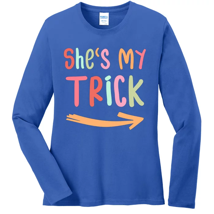 Shes My Trick Hes My Treat Halloween Matching Couples Cool Gift Ladies Long Sleeve Shirt