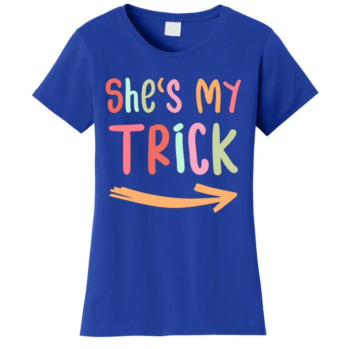 Shes My Trick Hes My Treat Halloween Matching Couples Cool Gift Women's T-Shirt