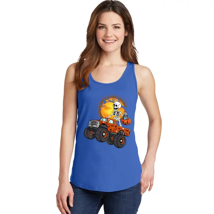 Skeleton Monster Truck Moon Candy Halloween Costume Gift Ladies Essential Tank