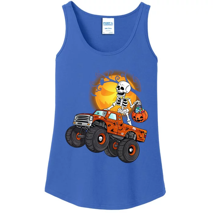 Skeleton Monster Truck Moon Candy Halloween Costume Gift Ladies Essential Tank