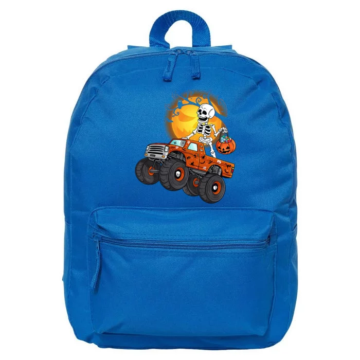 Skeleton Monster Truck Moon Candy Halloween Costume Gift 16 in Basic Backpack