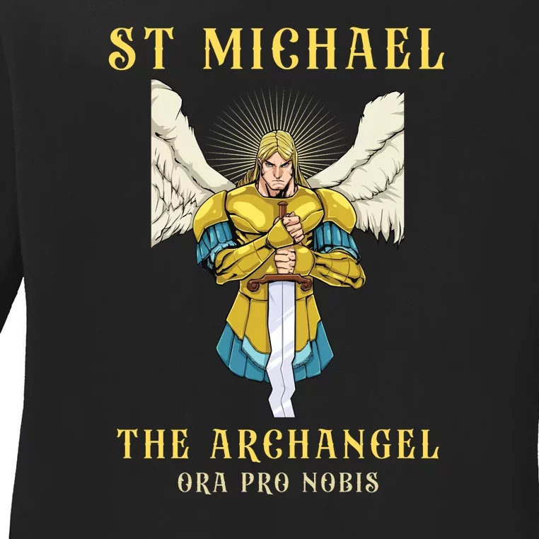 St Michael The Archangel Roman Catholic Gift Ladies Long Sleeve Shirt