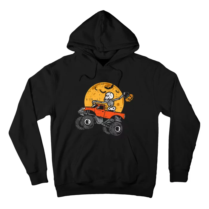 Skeleton Monster Truck Moon Candy Halloween Hoodie