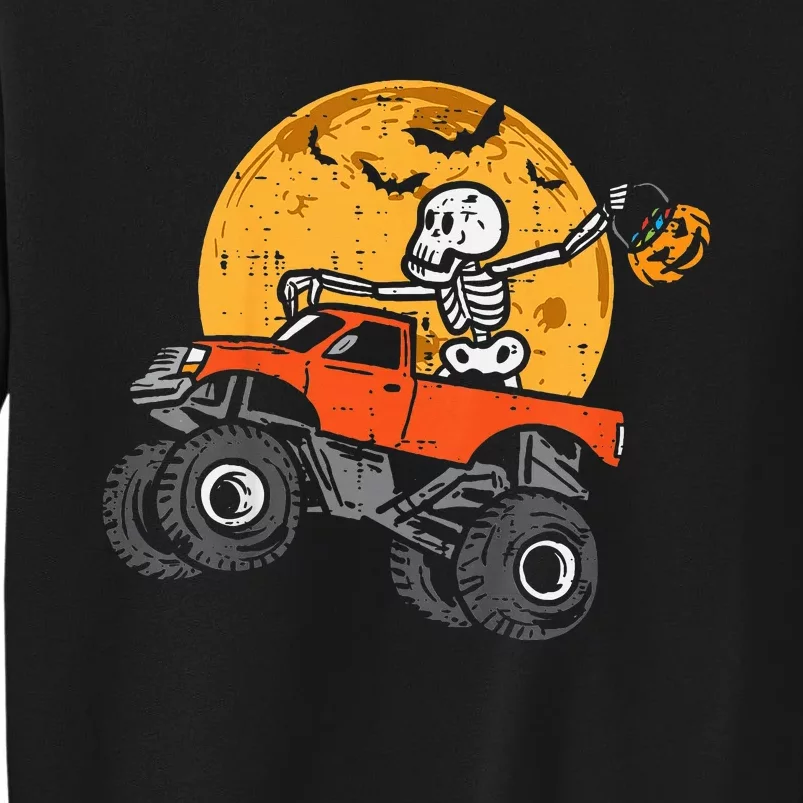 Skeleton Monster Truck Moon Candy Halloween Tall Sweatshirt