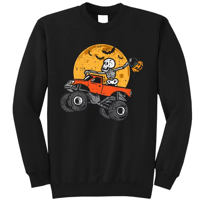 Skeleton Monster Truck Moon Candy Halloween Tall Sweatshirt