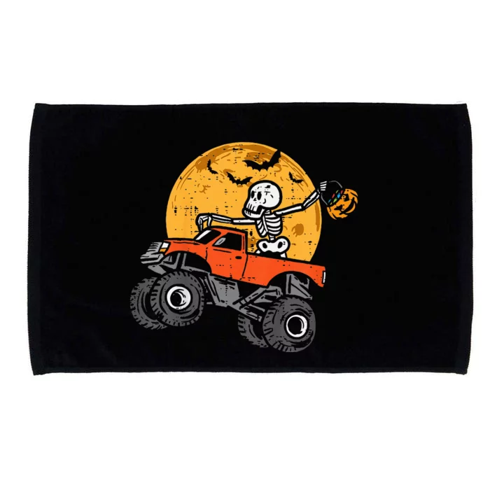 Skeleton Monster Truck Moon Candy Halloween Microfiber Hand Towel