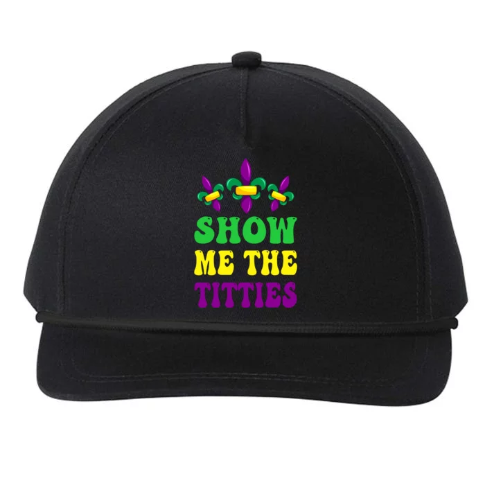 Show Me The Titties Funny Mardi Gras Gift Snapback Five-Panel Rope Hat