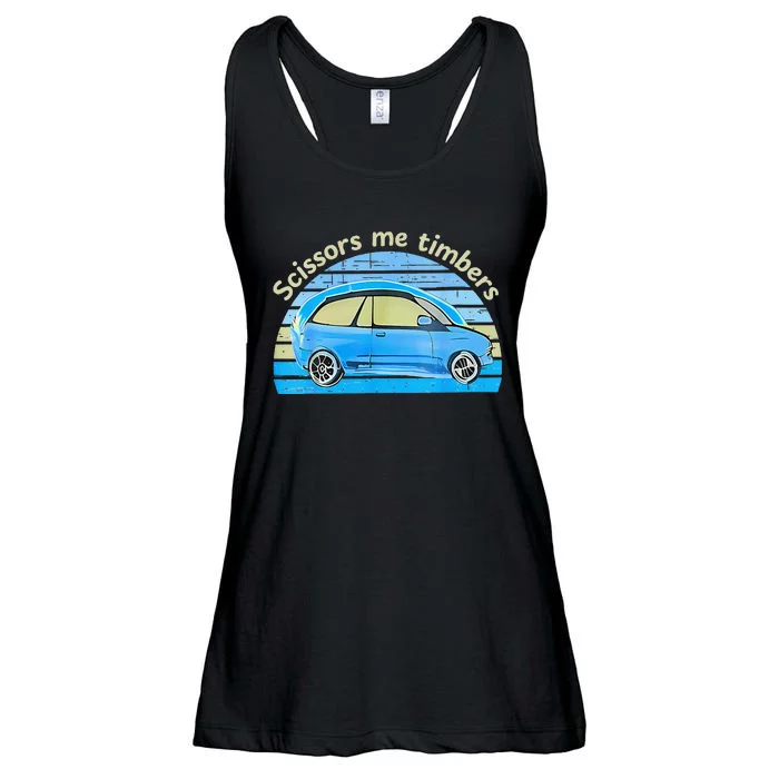 Scissors Me Timbers Funny Car Ladies Essential Flowy Tank