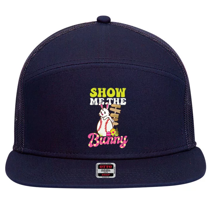 Show Me The Bunny Design Easter Baseball Meaningful Gift 7 Panel Mesh Trucker Snapback Hat