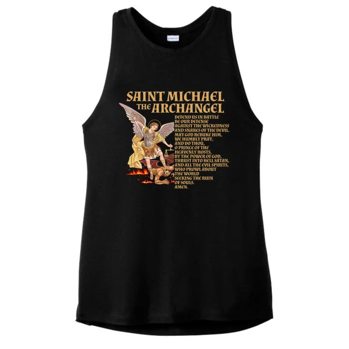 St Michael The Archangel Prayer Gift Ladies Tri-Blend Wicking Tank