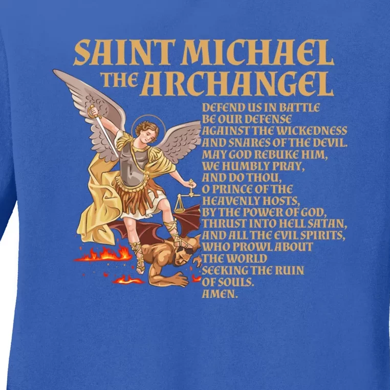 St Michael The Archangel Prayer Gift Ladies Long Sleeve Shirt