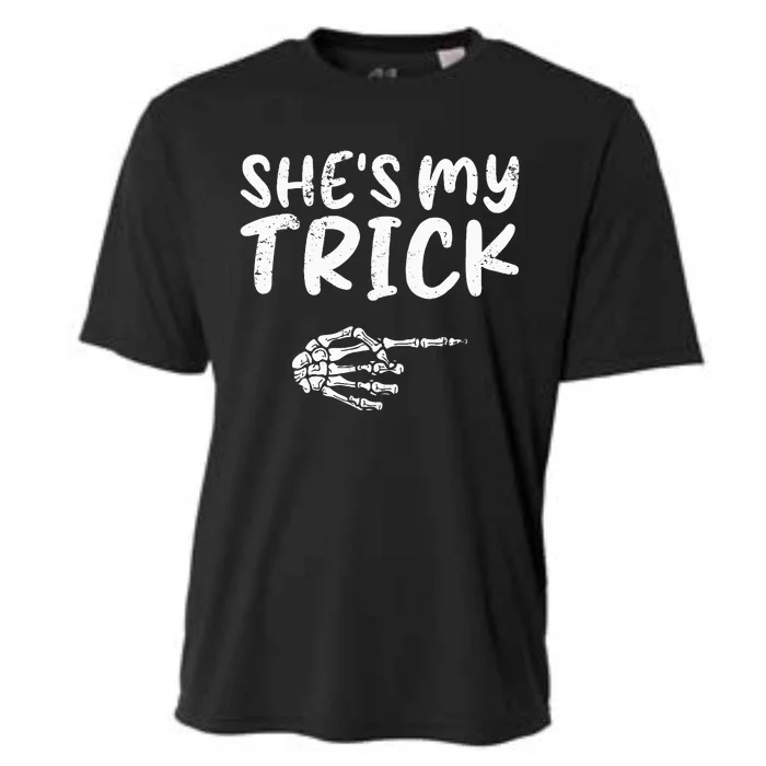 She's My Trick Skeleton Hand Halloween Costume Couples Cooling Performance Crew T-Shirt