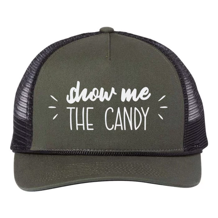 Show Me The Candy Funny Halloween Retro Rope Trucker Hat Cap