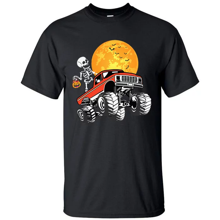 Skeleton Monster Truck Halloween Truck Pumpkin Tall T-Shirt