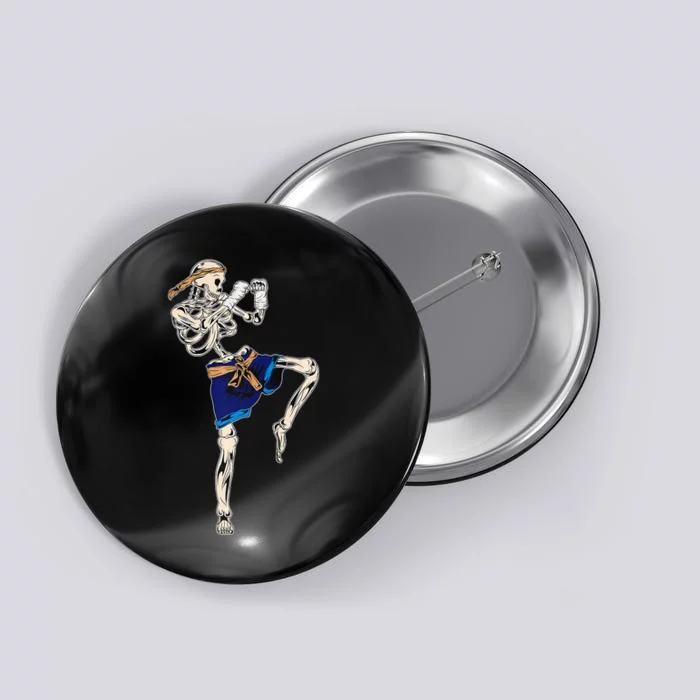 Skeleton Muay Thai Halloween Kickboxing MMA Fighter Button