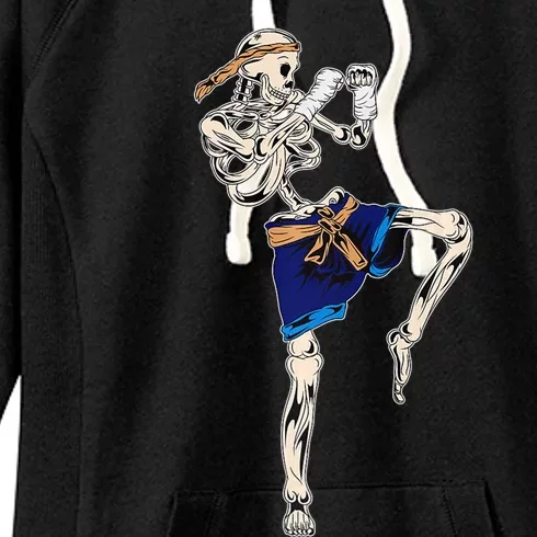 Skeleton Muay Thai Halloween Kickboxing MMA Fighter Women's Fleece Hoodie