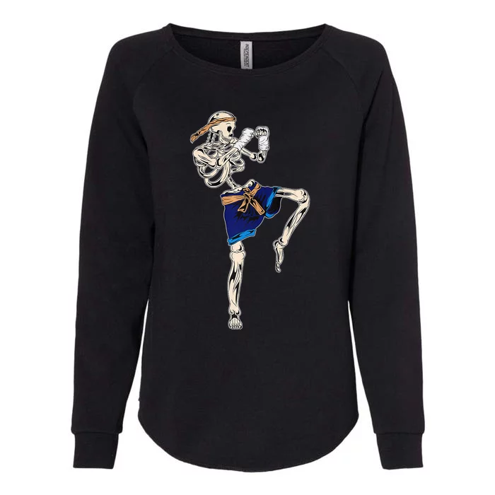 Skeleton Muay Thai Halloween Kickboxing MMA Fighter Womens California Wash Sweatshirt