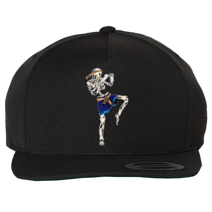 Skeleton Muay Thai Halloween Kickboxing MMA Fighter Wool Snapback Cap