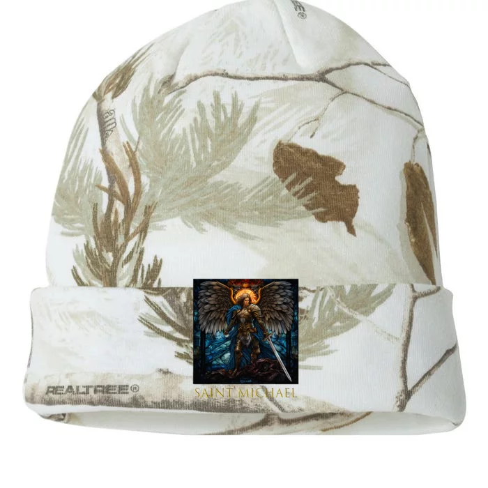 Saint Michael The Archangel Stained Glass Kati - 12in Camo Beanie