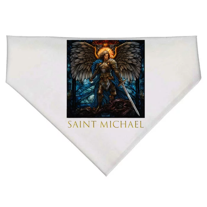 Saint Michael The Archangel Stained Glass USA-Made Doggie Bandana