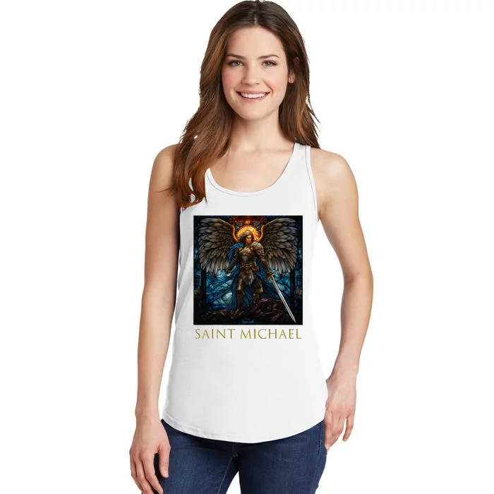 Saint Michael The Archangel Stained Glass Ladies Essential Tank