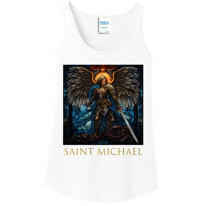 Saint Michael The Archangel Stained Glass Ladies Essential Tank