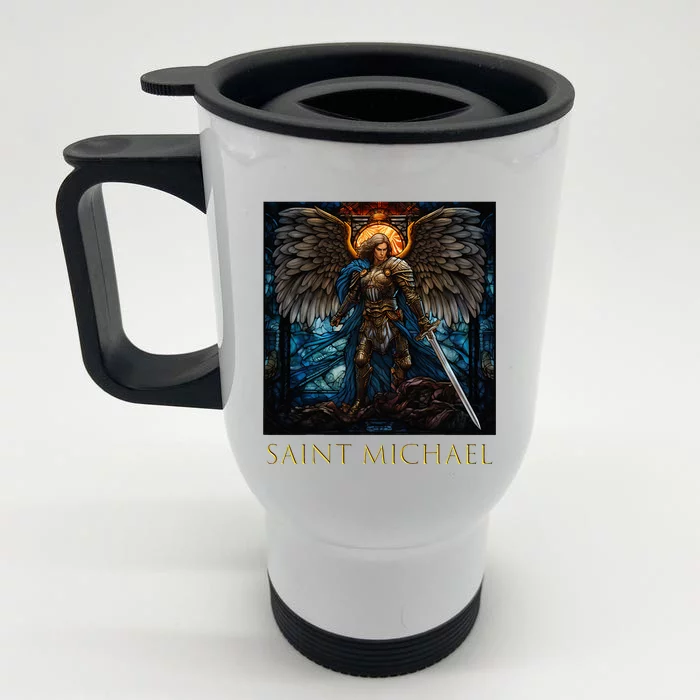 Saint Michael The Archangel Stained Glass Front & Back Stainless Steel Travel Mug