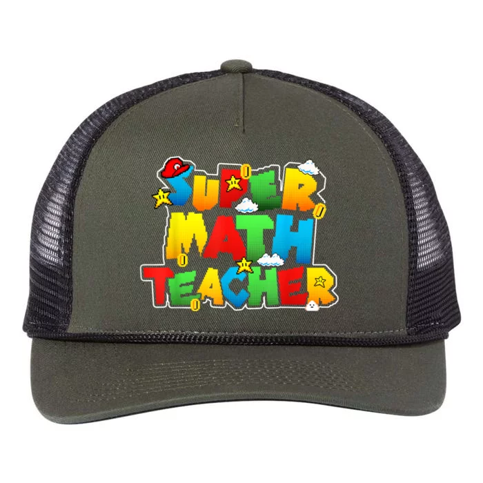 Super Math Teacher Funny Back To School Retro Rope Trucker Hat Cap