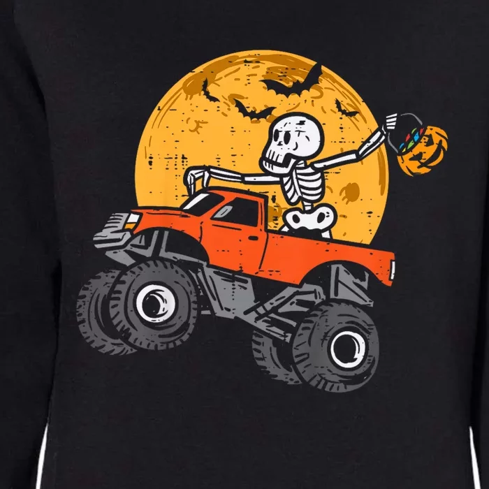 Skeleton Monster Truck Moon Candy Halloween Womens California Wash Sweatshirt