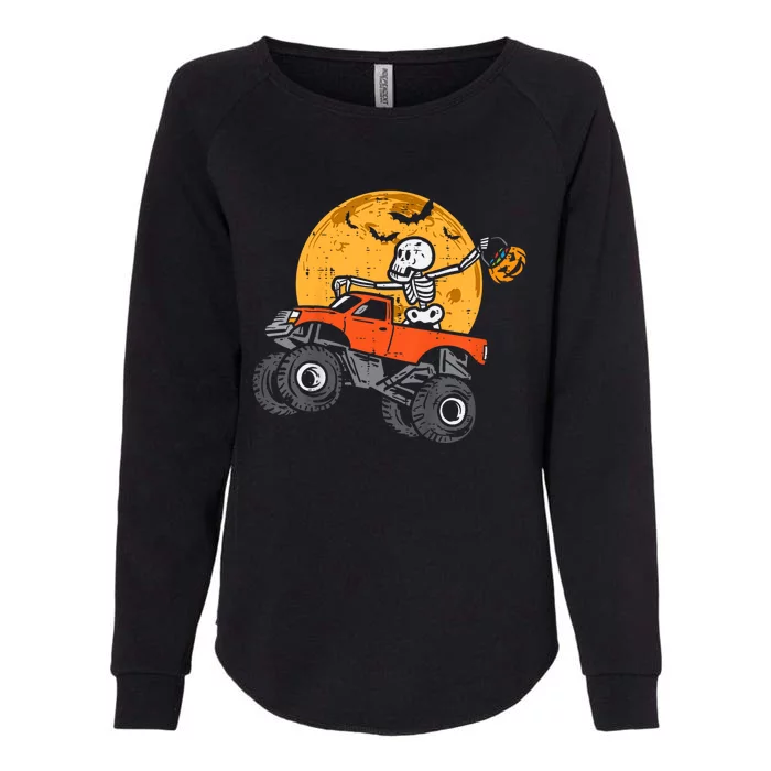 Skeleton Monster Truck Moon Candy Halloween Womens California Wash Sweatshirt