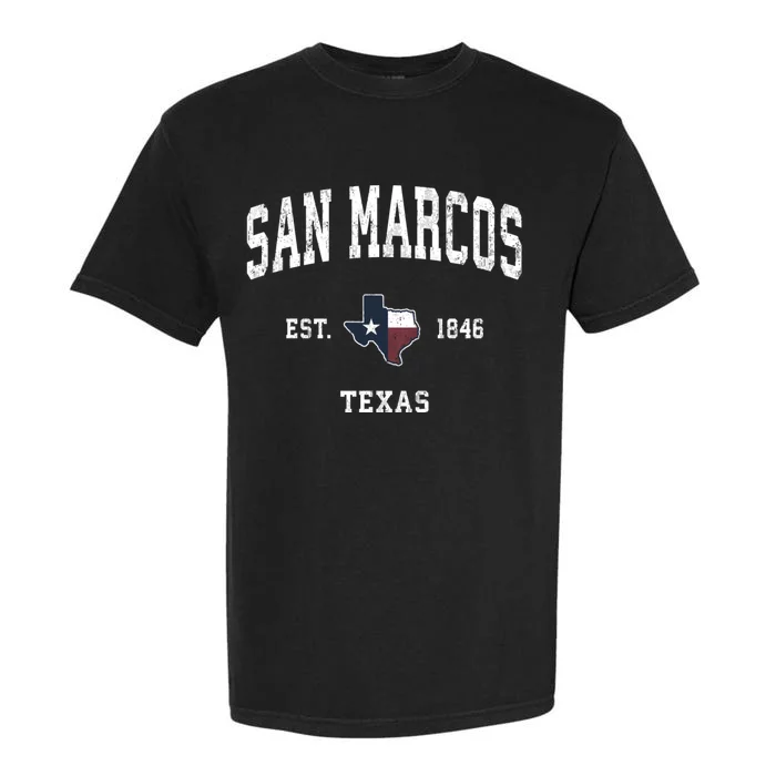 San Marcos Texas Tx Vintage State Flag Sports Design Garment-Dyed Heavyweight T-Shirt