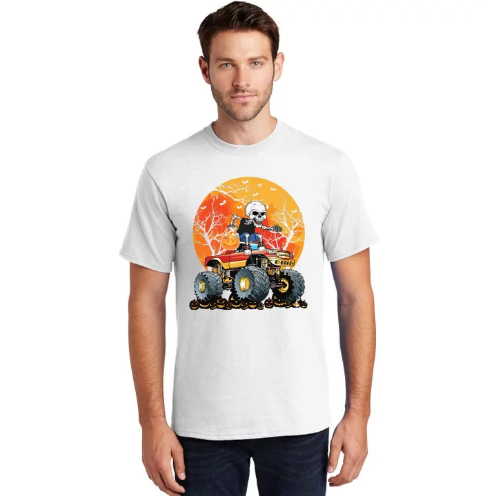 Skeleton Monster Truck Moon Candy Boy Halloween Tall T-Shirt