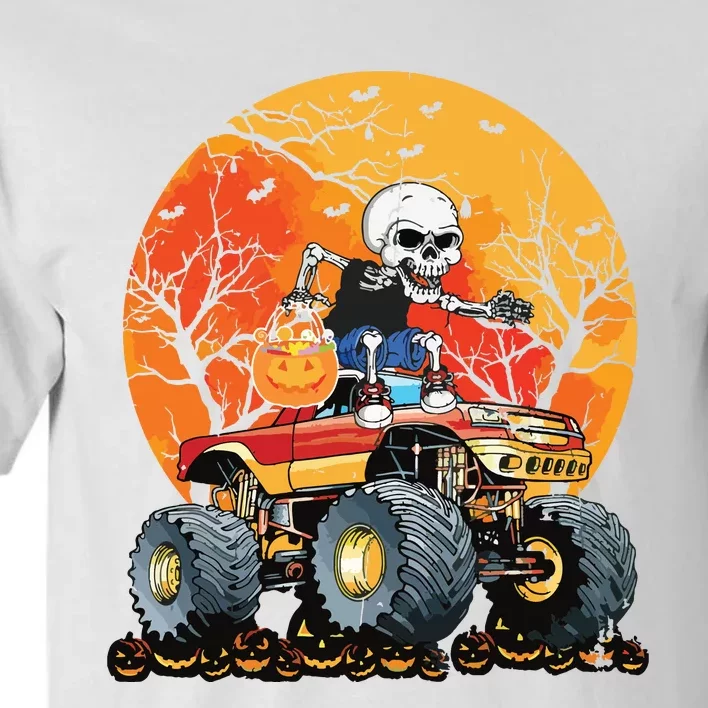 Skeleton Monster Truck Moon Candy Boy Halloween Tall T-Shirt