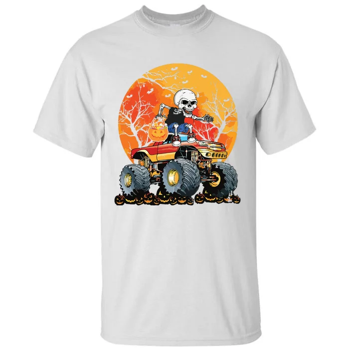 Skeleton Monster Truck Moon Candy Boy Halloween Tall T-Shirt