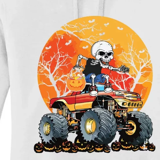 Skeleton Monster Truck Moon Candy Boy Halloween Women's Pullover Hoodie