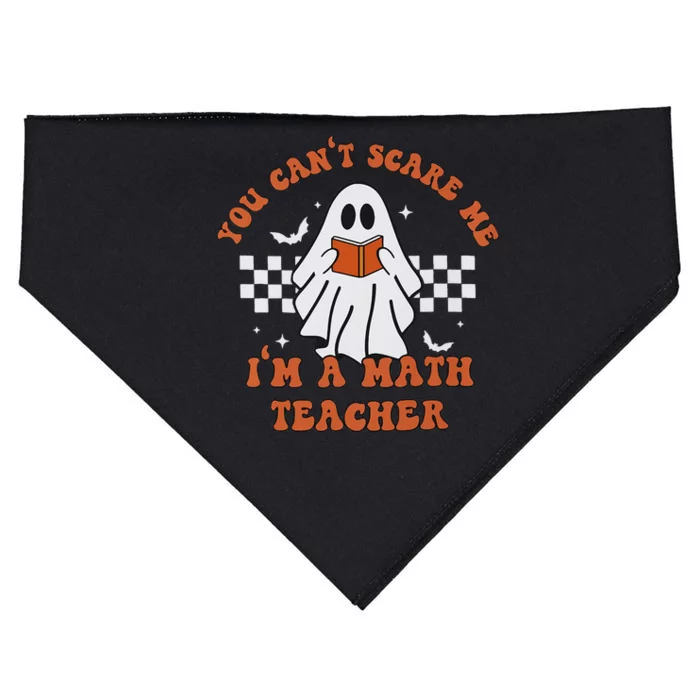 Spooky Math Teacher Retro Cute Ghost Design USA-Made Doggie Bandana