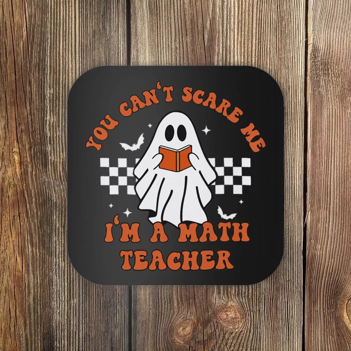 Spooky Math Teacher Retro Cute Ghost Design Coaster