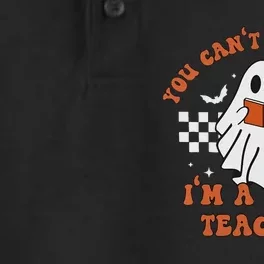 Spooky Math Teacher Retro Cute Ghost Design Dry Zone Grid Performance Polo