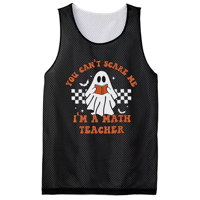 Spooky Math Teacher Retro Cute Ghost Design Mesh Reversible Basketball Jersey Tank