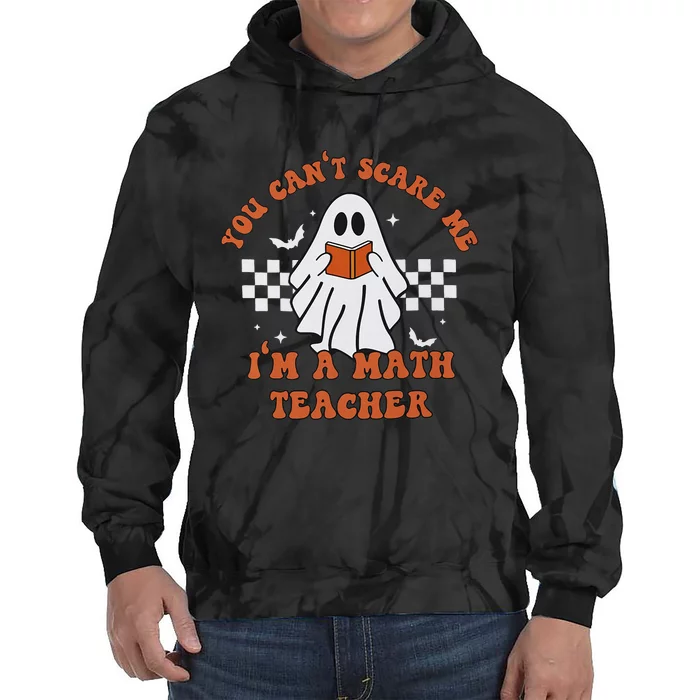 Spooky Math Teacher Retro Cute Ghost Design Tie Dye Hoodie