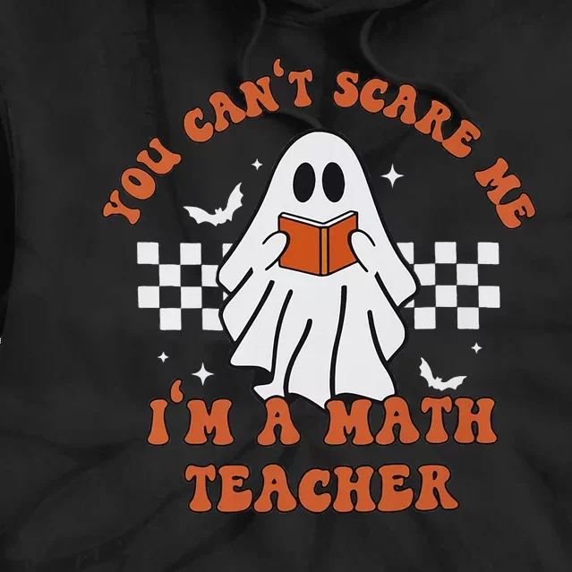 Spooky Math Teacher Retro Cute Ghost Design Tie Dye Hoodie