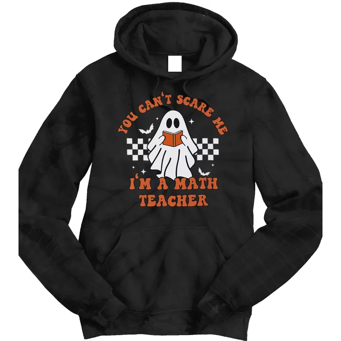 Spooky Math Teacher Retro Cute Ghost Design Tie Dye Hoodie