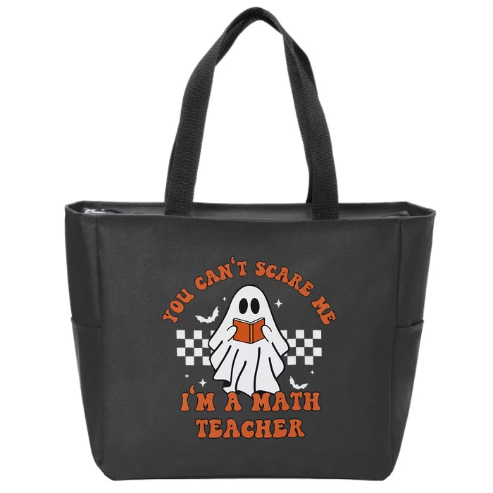 Spooky Math Teacher Retro Cute Ghost Design Zip Tote Bag