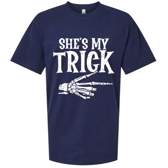 Shes My Trick Matching Couple Halloween Costume Friend Cute Gift Sueded Cloud Jersey T-Shirt