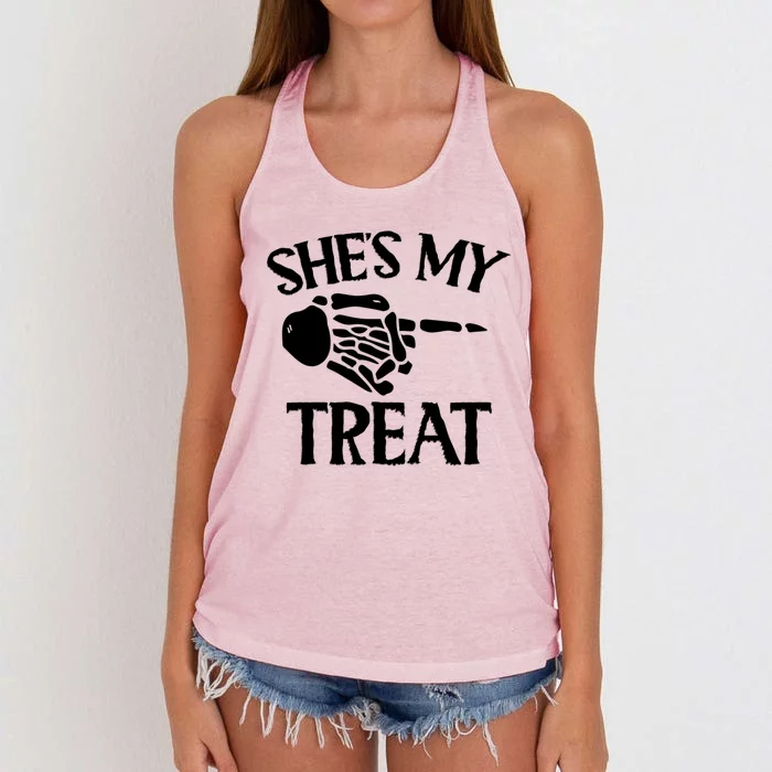 Shes My Trick Matching Couple Halloween Cute Gift Women's Knotted Racerback Tank